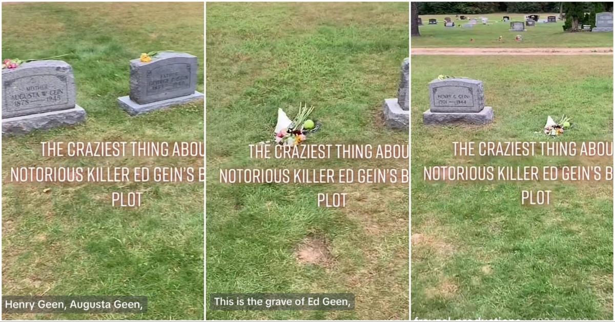 Photos of Ed Gein's grave next to his family members