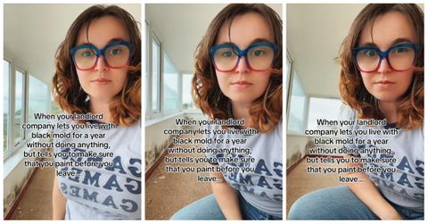 TikTok user @brihtaney said her landlord told her to paint over the black mold in her apartment before moving out.