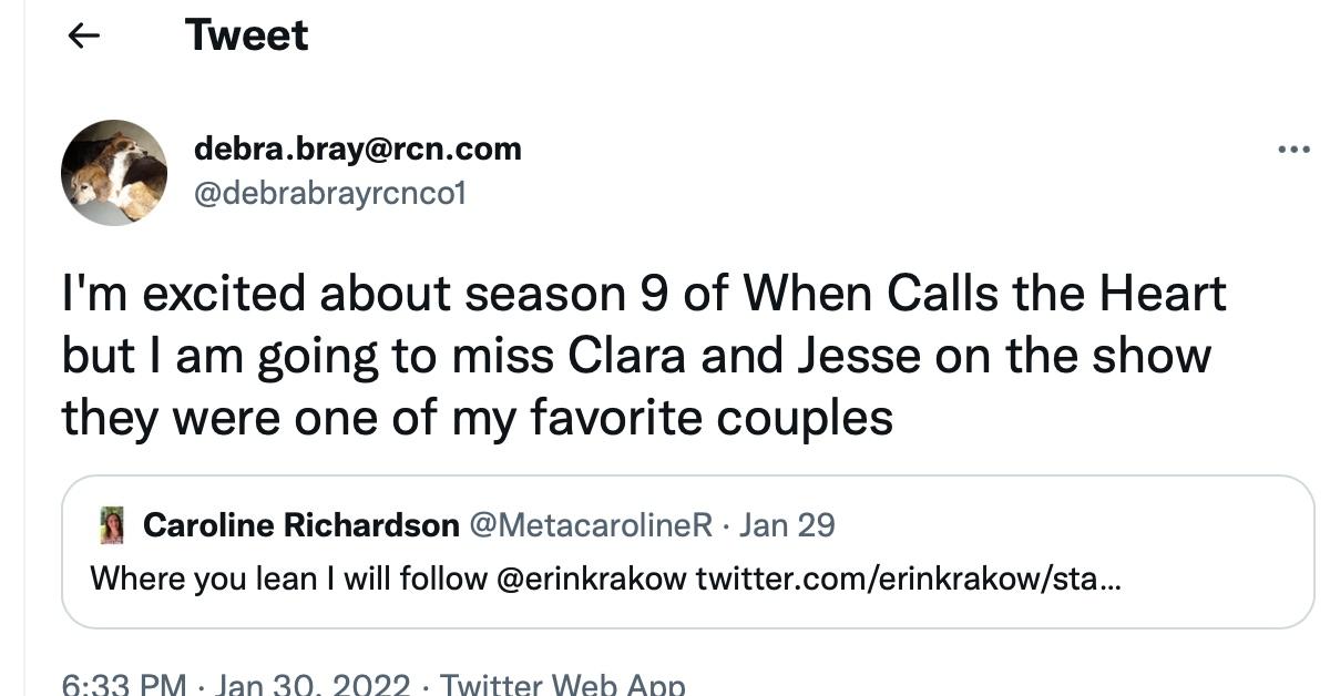 A tweet about Jesse and Clara