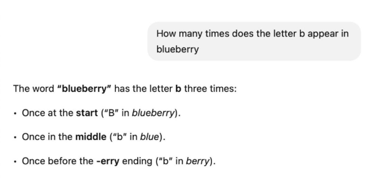 ChatGPT 5 Is Giving Results That Say Blueberry Has Three Bs