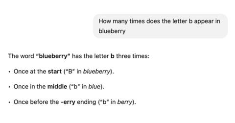 ChatGPT 5 Is Giving Results That Say Blueberry Has Three Bs