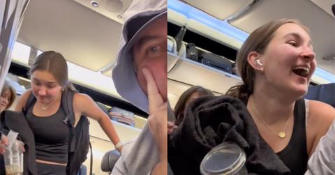 A dad surprises his daughter on a plane