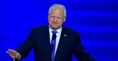 Tim Walz speaking at the 2024 Democratic National Convention.
