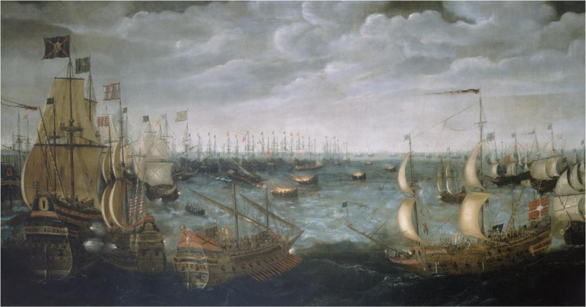 Launch of English fireships against the Spanish Armada