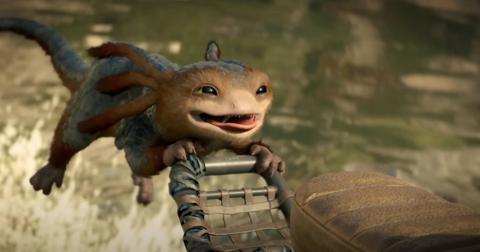 Nix on the back of Kay's bike in 'Star Wars Outlaws'