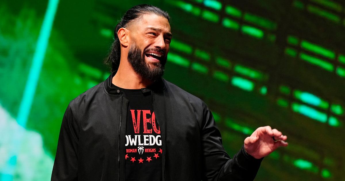 Roman Reigns during the WWE 'Wrestlemania XL Kickoff' press event on Feb. 8, 2024, at T-Mobile Arena in Las Vegas.