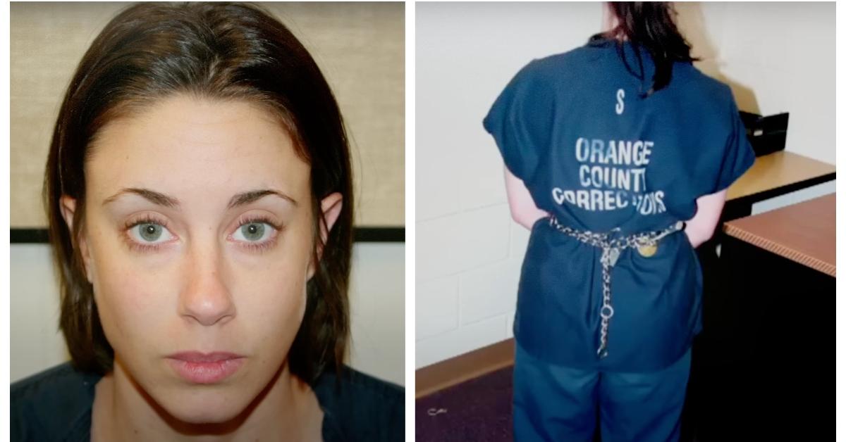 (L-R): Casey Anthony mug shot; Casey Anthony in jail clothing