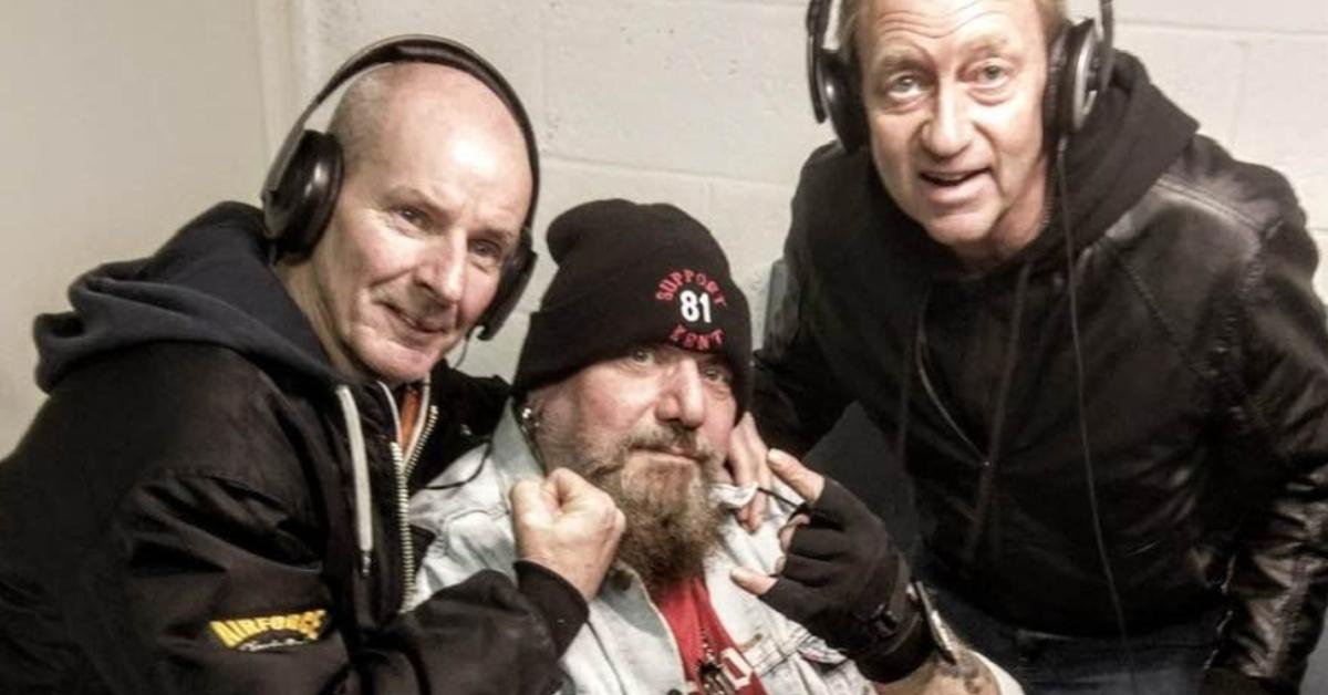 Paul Di'Anno backstage in a wheelchair.