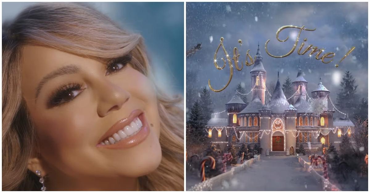 (l-r): Mariah Carey and a clip from her Christmas commercial