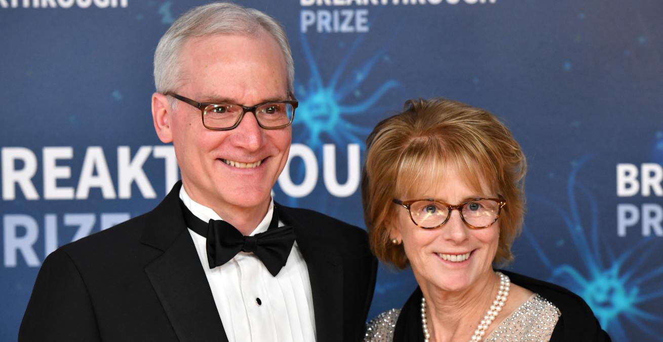 Marc Tessier-Lavigne and Mary Hynes attend the 2020 Breakthrough Prize Red Carpet