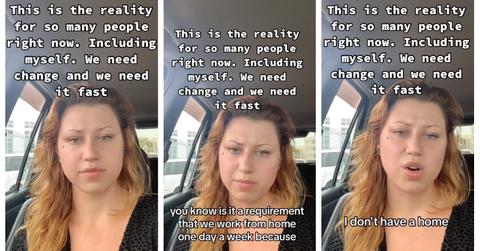 Homeless woman can't work from home TikTok