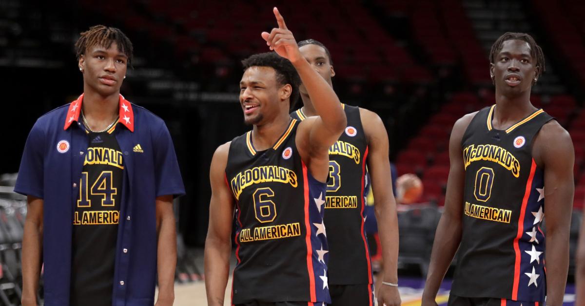 Bronny James and other players during the 2023 McDonald's All-American game.