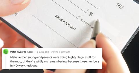 A person claims their grandfather's military disability payment from 1957 is worth thousands in today's dollars.