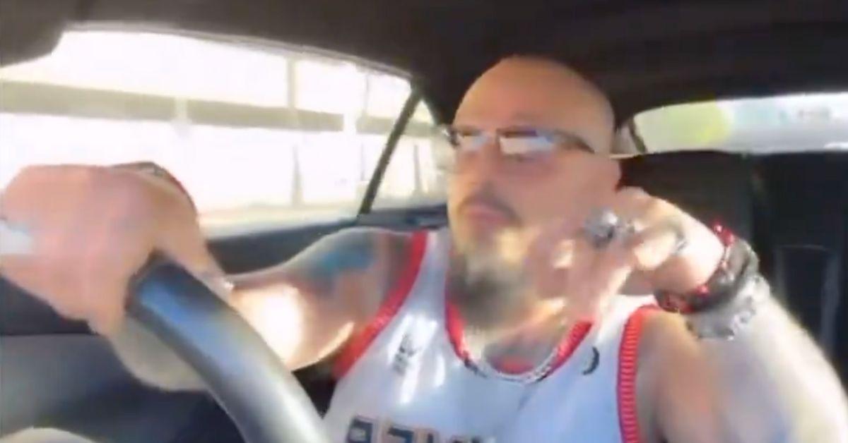 Sin City Mann driving around Los Angeles. 