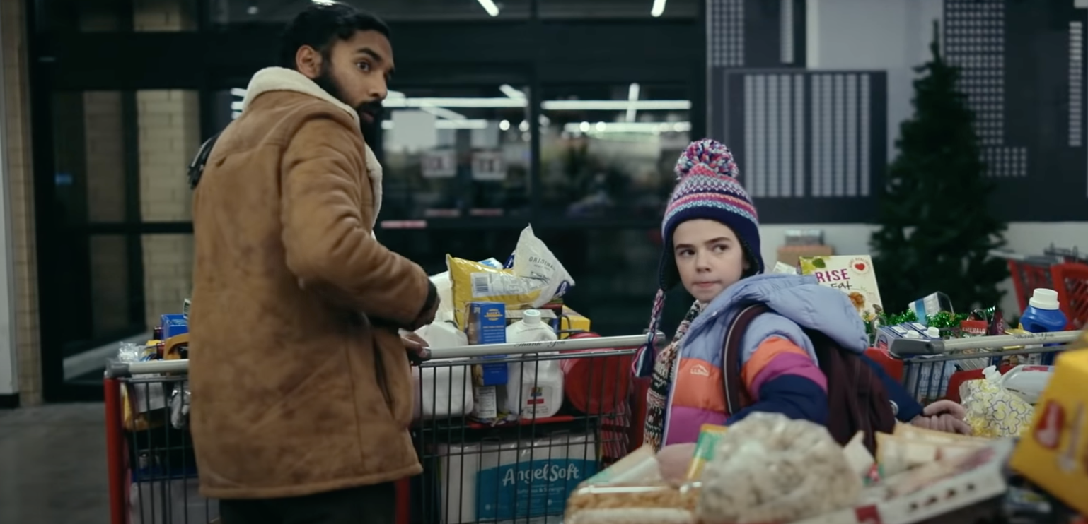 Himesh Patel as Jeevan and Matilda Lawler as Young Kirsten