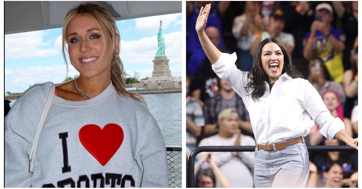 (L-R): Riley Gaines; AOC