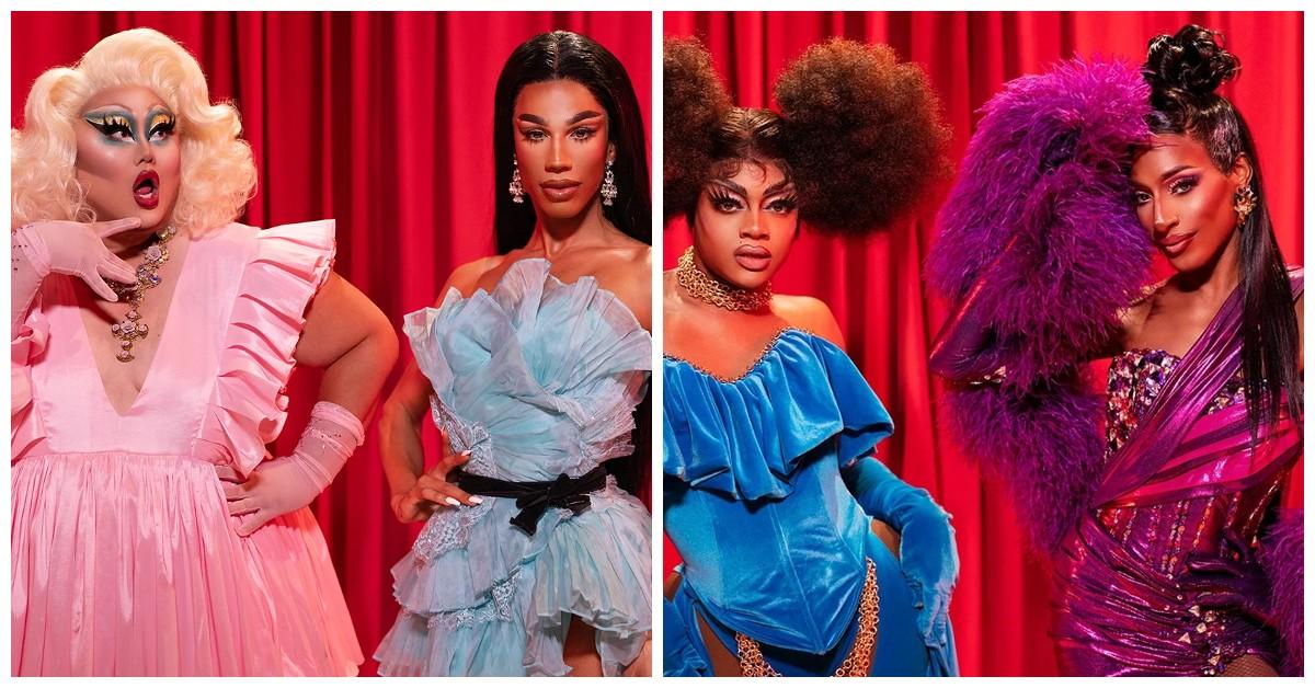 Naomi Smalls and Kim Chi (L), Heidi N Closet and Jaida Essence Hall (R)