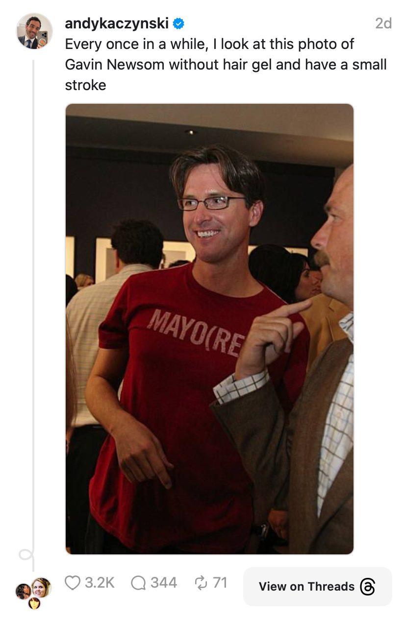 Gavin Newsom without hair gel.