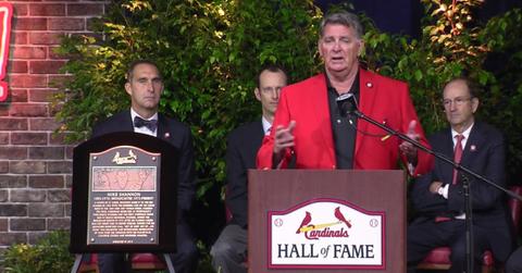 mike shannon being inducted into the cardinals hall of fame