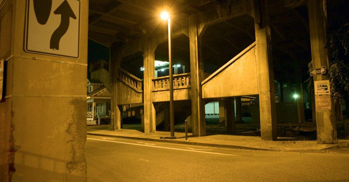 bridge underpass at night