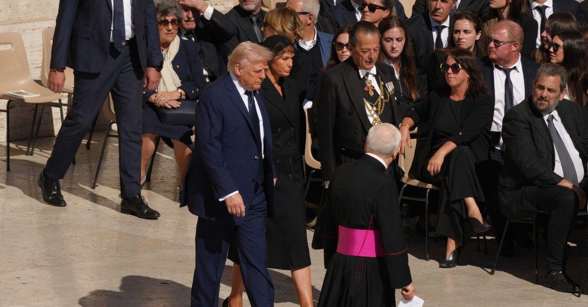 Donald Trump attending the funeral of Pope Francis. 