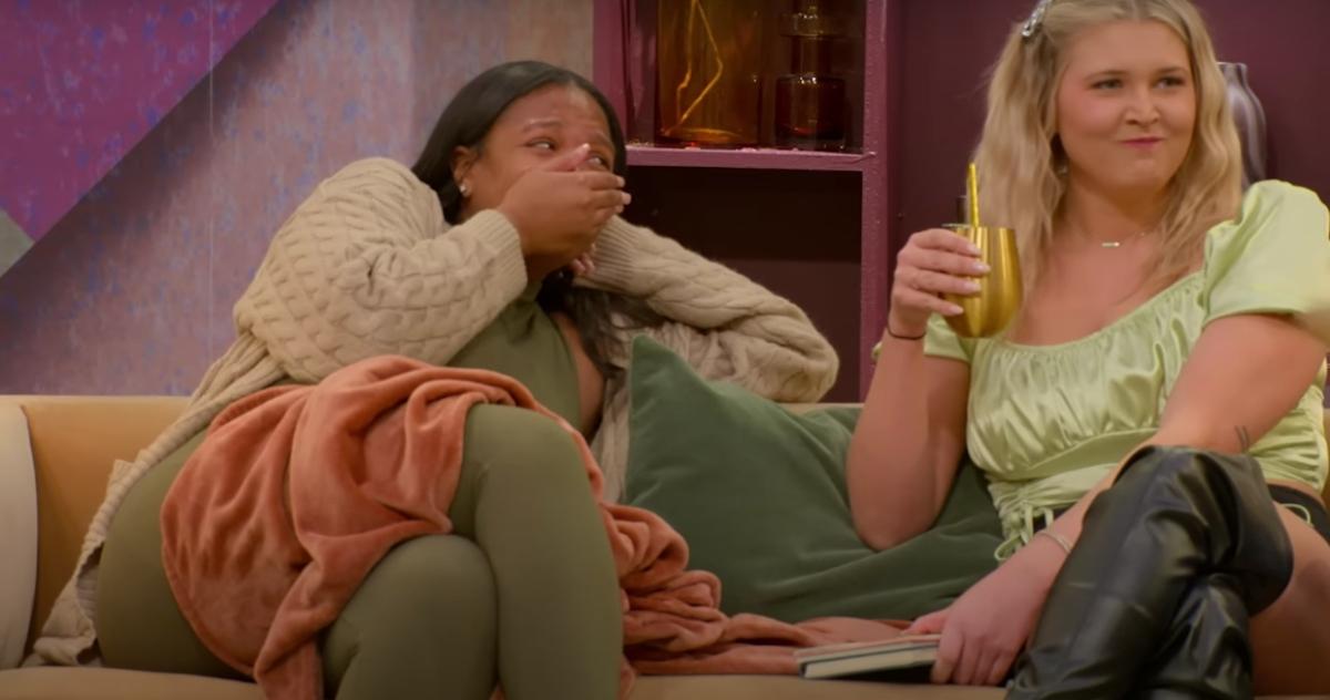 Hannah sits with one of the other women in the pods on Love Is Blind