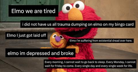 Trauma dumping tweets on Elmo