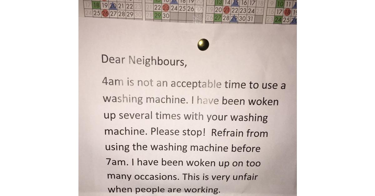 Reddit Neighbor Washing Machine Note