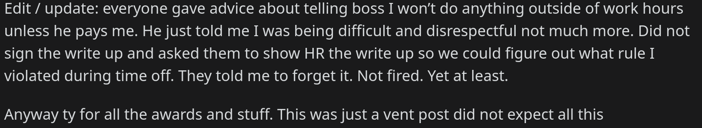 boss angry employee clocking in during off hour calls