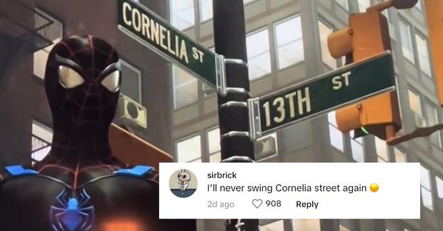 Spider-Man at the intersection between Cornelia and 13th Street in 'Spider-Man'