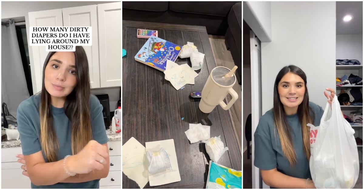 Viral of video of mom collecting 17 dirty diapers around her house.