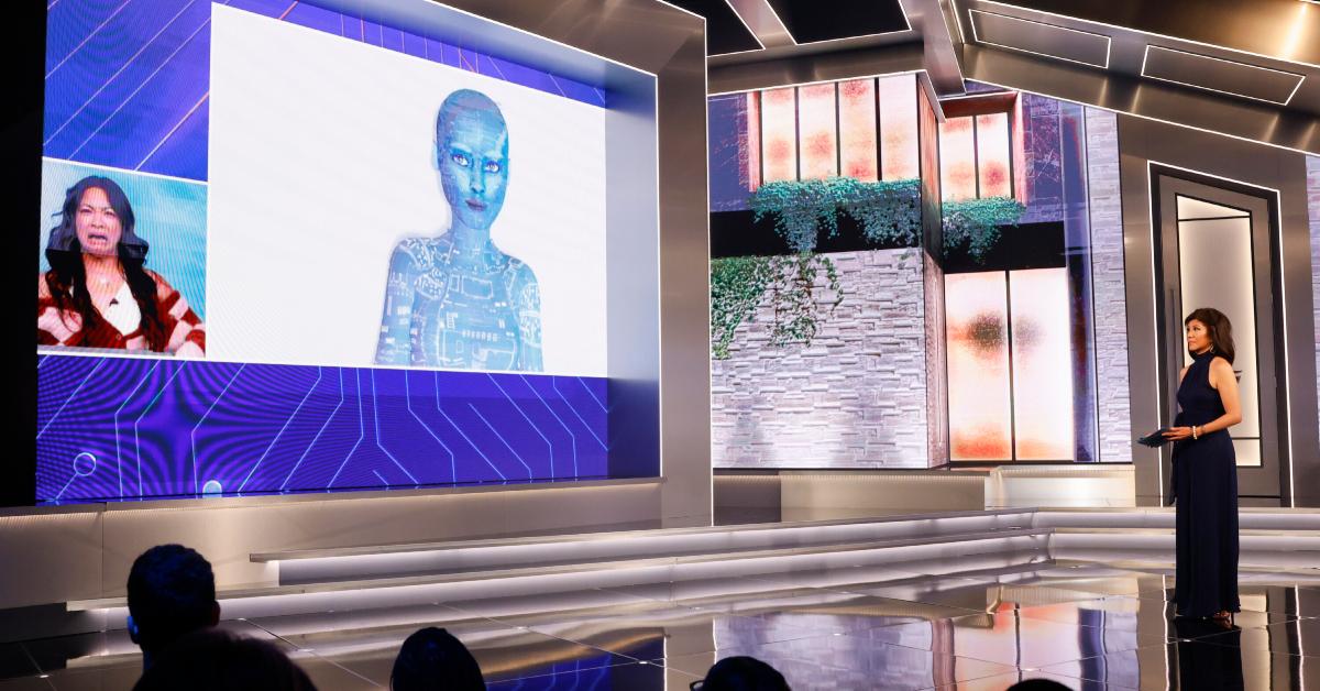 Julie Chen Moonves looks at Ainsley the AI in 'Big Brother 26.'