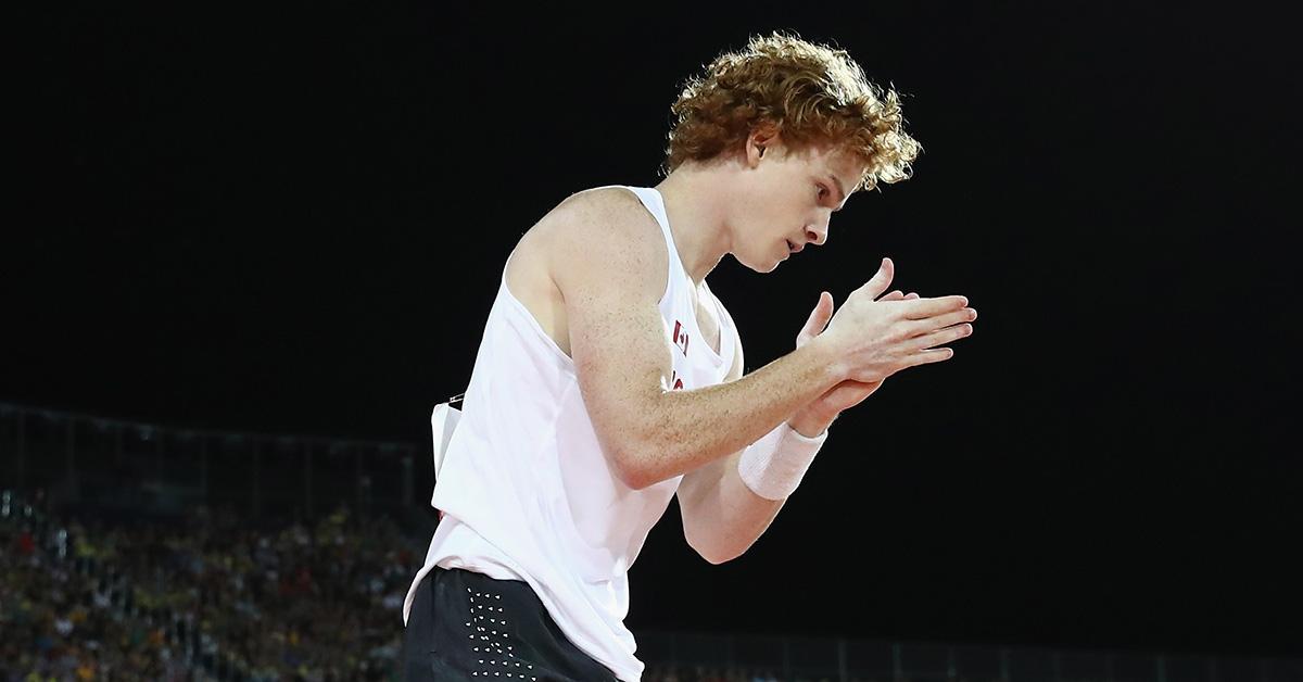 Shawn Barber preparing to pole vault in 2016 in Rio de Janeiro. 