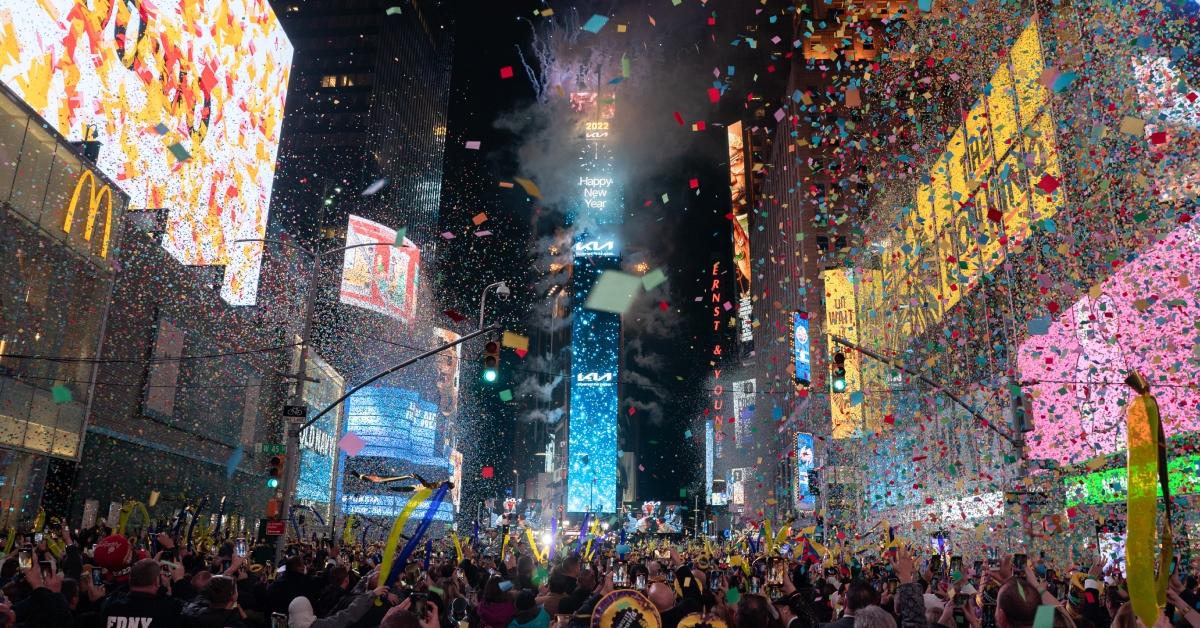 People celebrating New Year's in Times Square