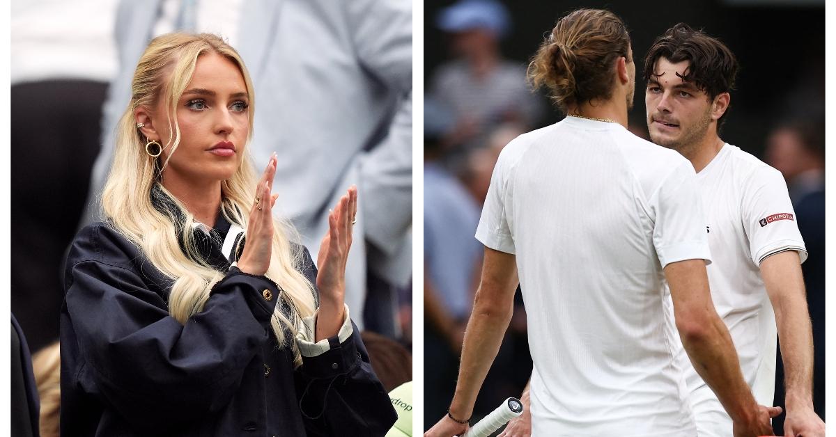 Morgan Riddle, Alexander Zverev, and Taylor Fritz at the July 8 Wimbeldon match