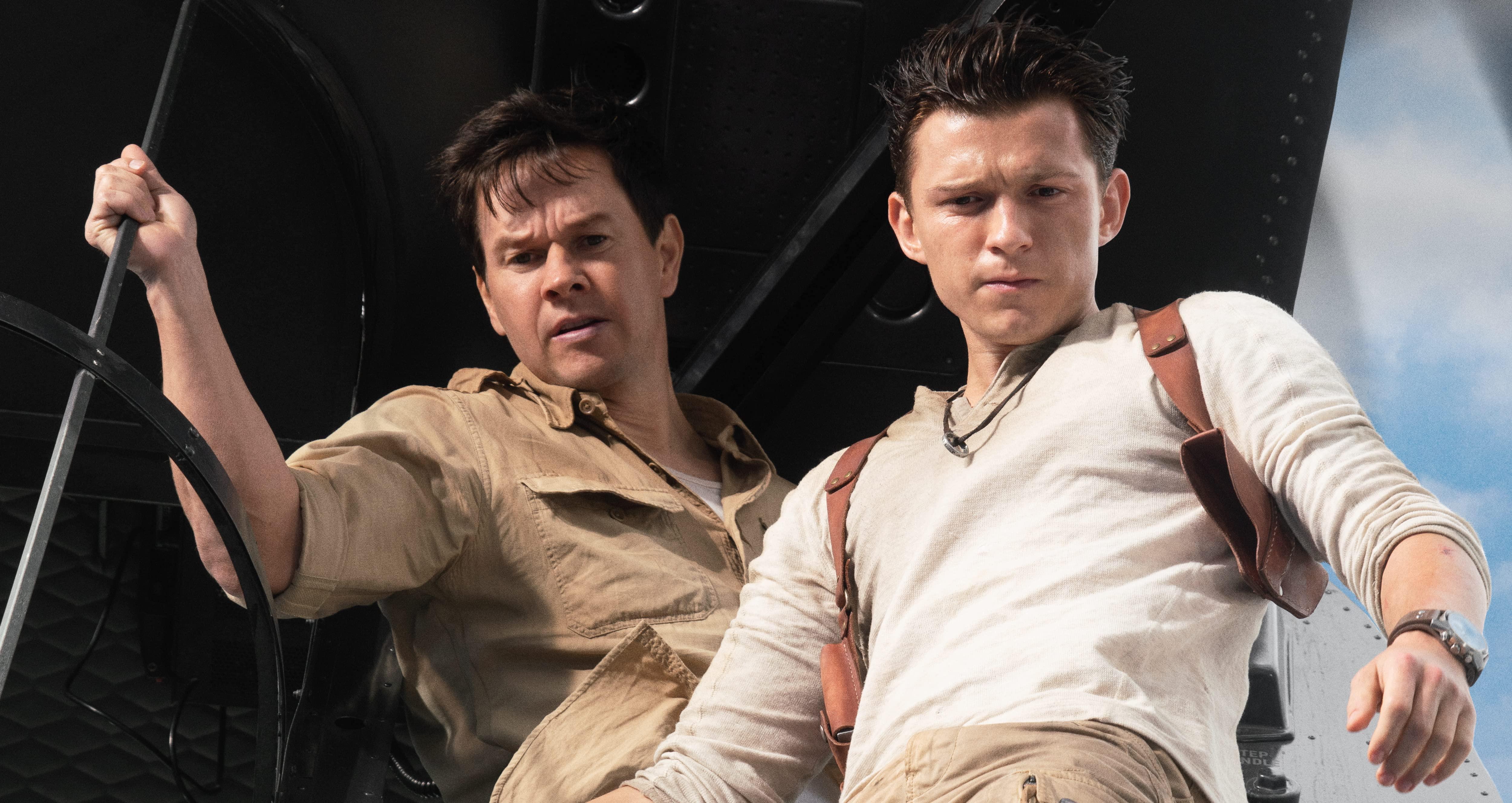 Tom Holland and Mark Wahlberg in 'Uncharted'
