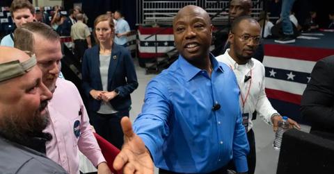 U.S. Senator Tim Scott greets supporters after announcing his run for the 2024 Republican presidential nomination.