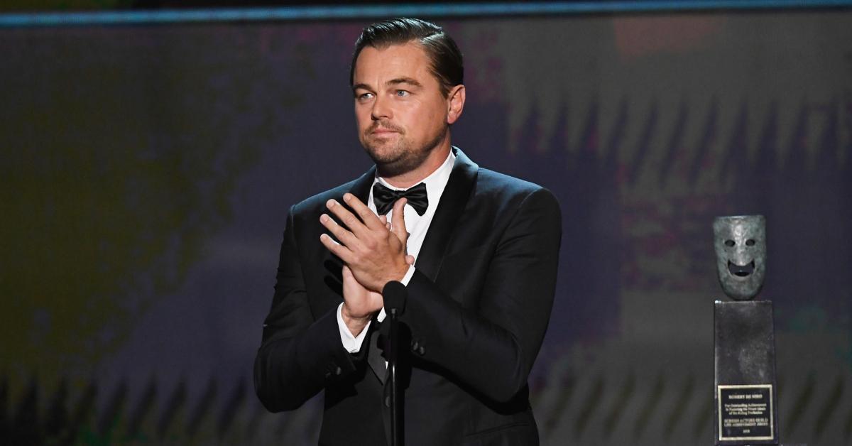 Leonardo DiCaprio speaks onstage during the 2020 Annual Screen Actors Guild Awards.
