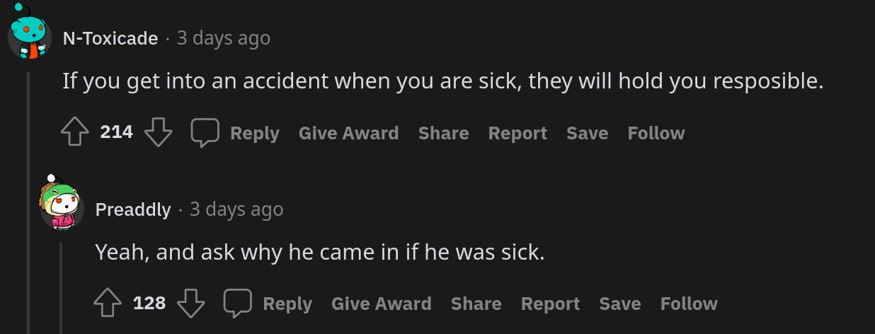 boss wants worker come in sick