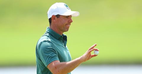 Rory McIlroy playing golf during the 2024 Olympics.