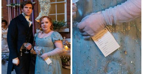 (L-R) Luke Newton as Colin Bridgerton; Nicola Coughlan as Penelope Featherington