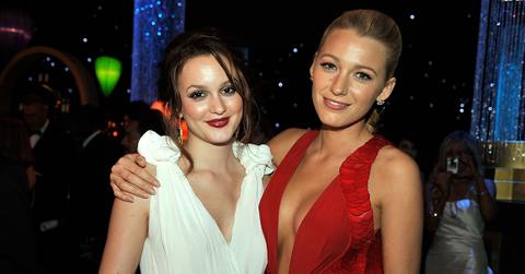 Leighton Meester and Blake Lively at the 61st Emmy Awards.