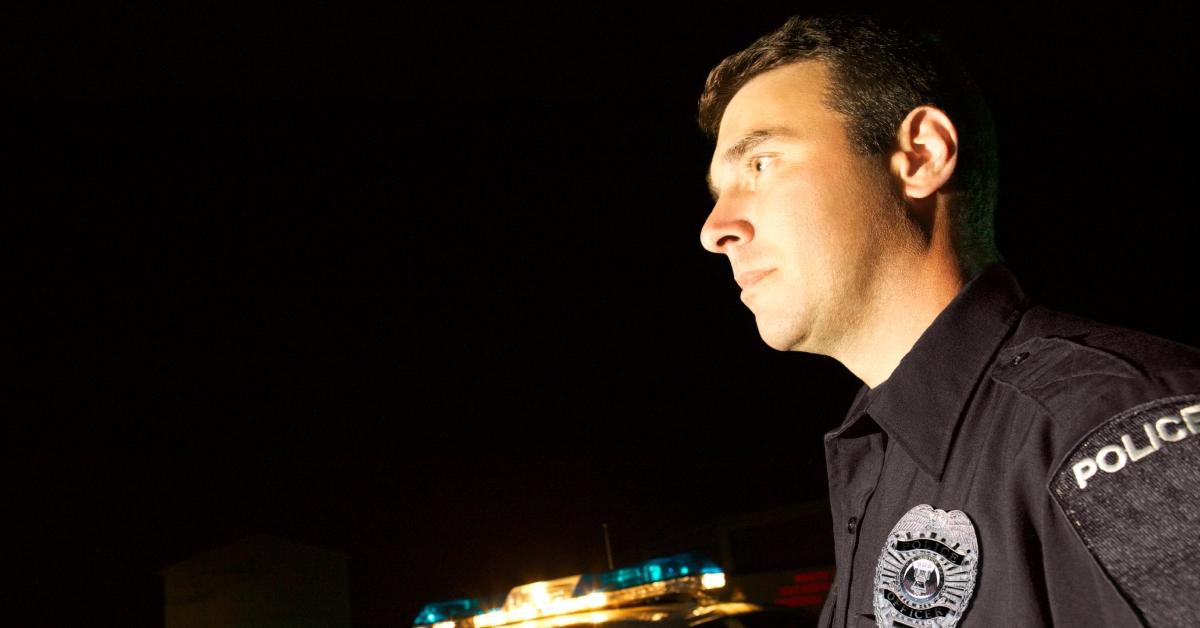 police officer at night