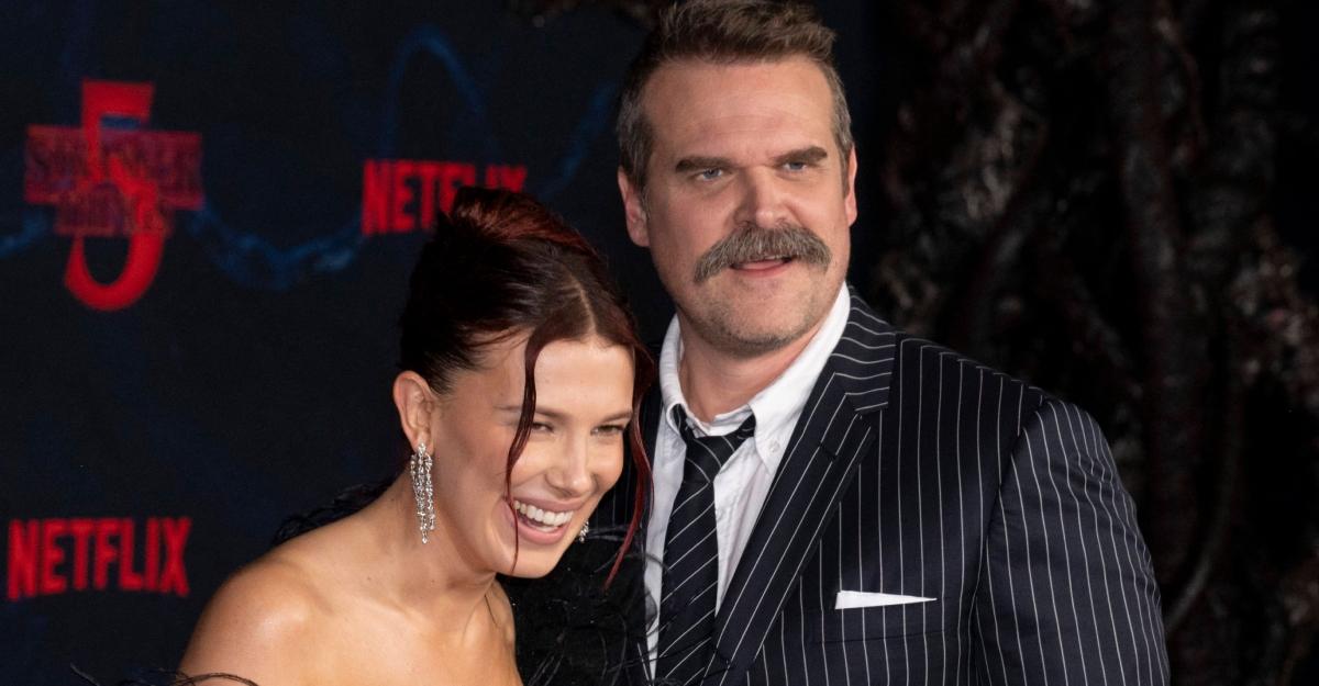 Millie Bobby Brown and David Harbour at the premiere of the final season of Stranger Things.