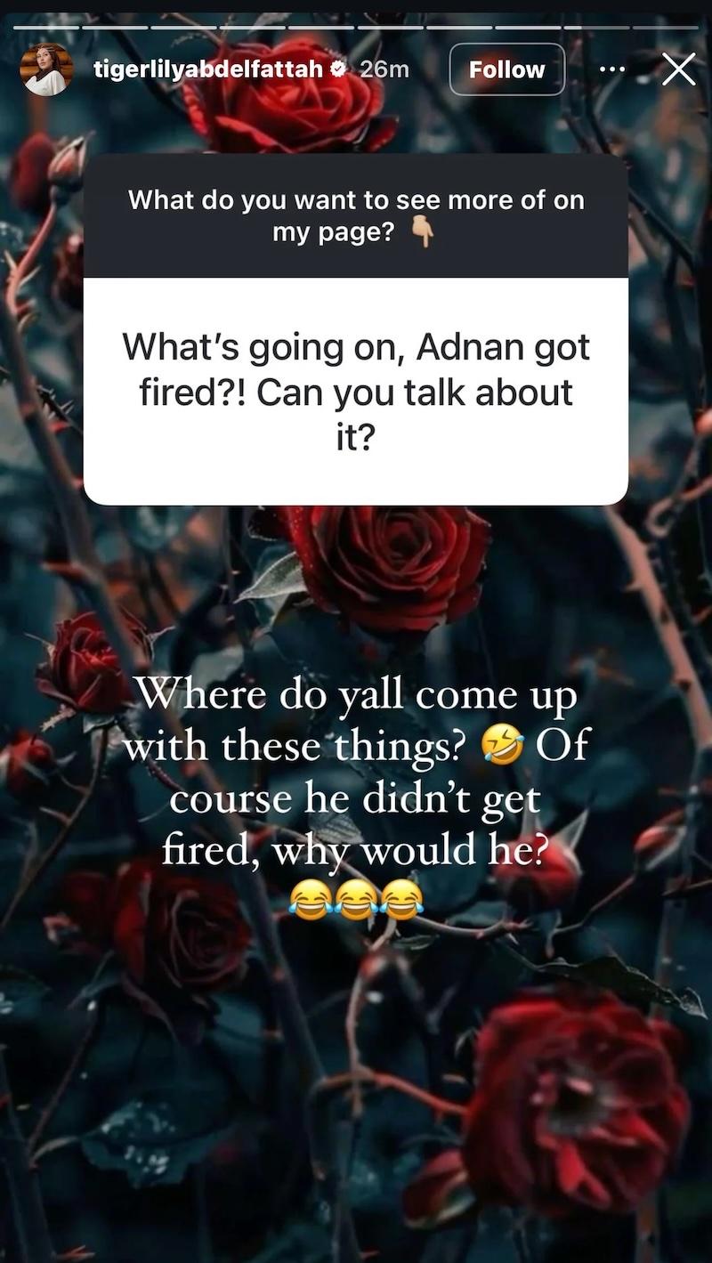 adnan fired response instagram