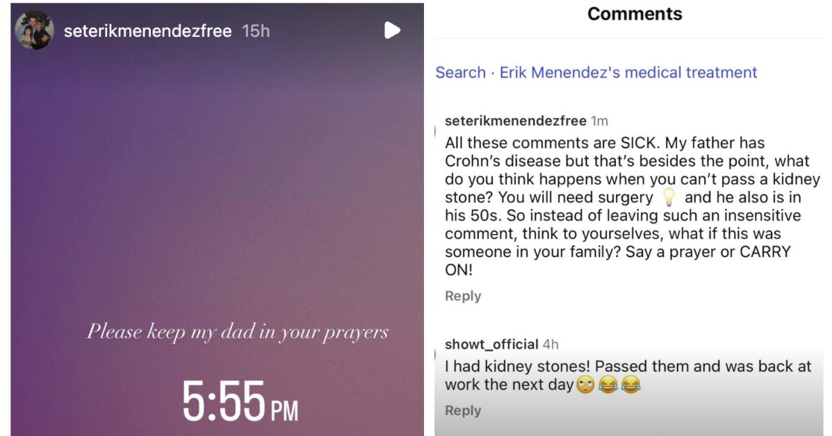 Instagram Stories shared by Erik Menendez's daughter