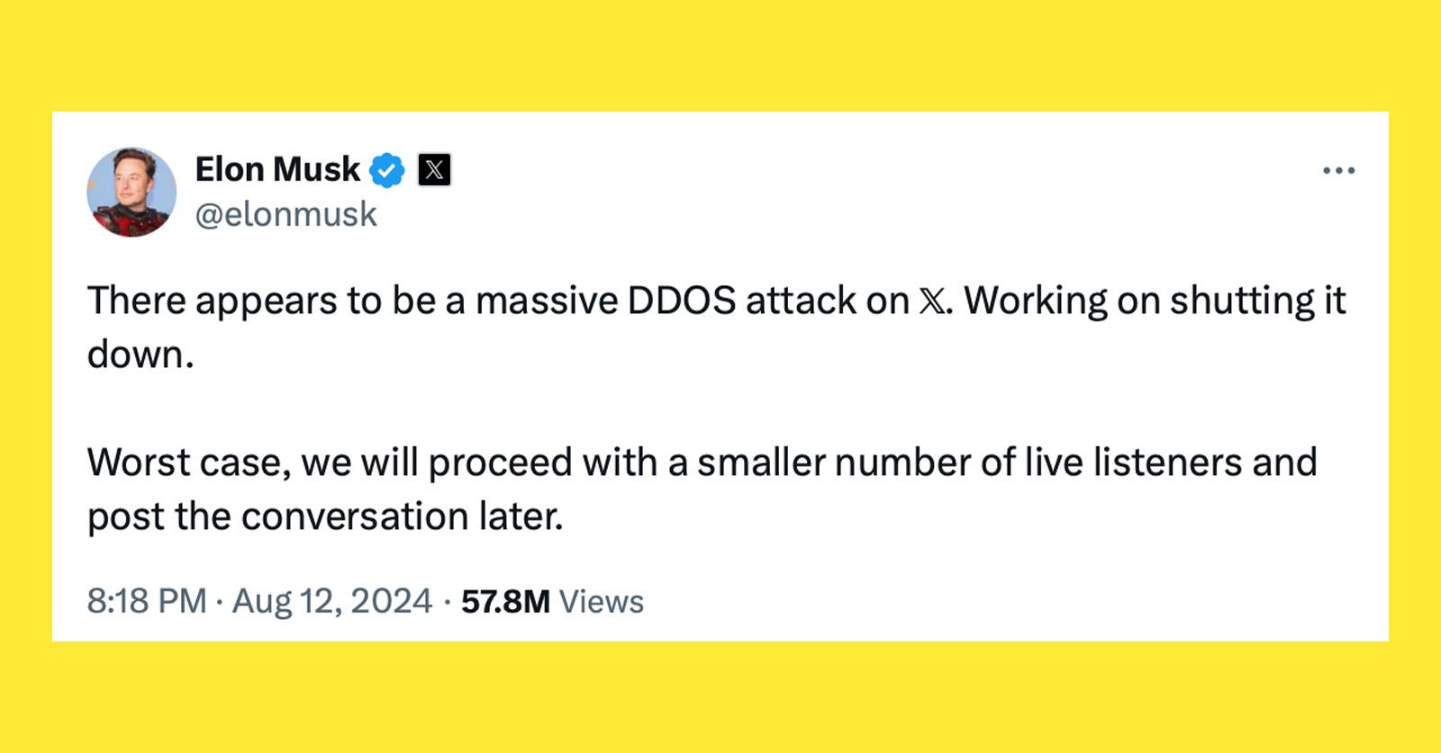 ddos attack tweet musk