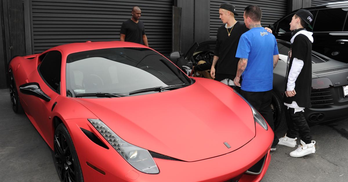 Justin Beiber and his Ferrari in 2014