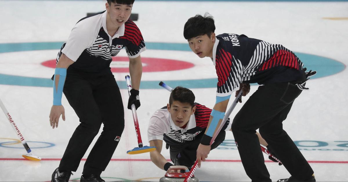 Men's curling at the Olympics. 