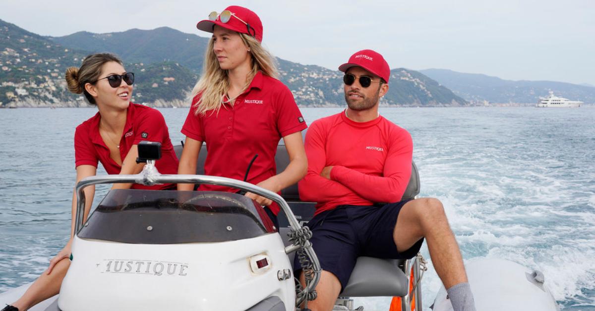 Jessika Asai, Lara Du Preez, and Luka Brunton during Season 8 of 'Below Deck Mediterranean'